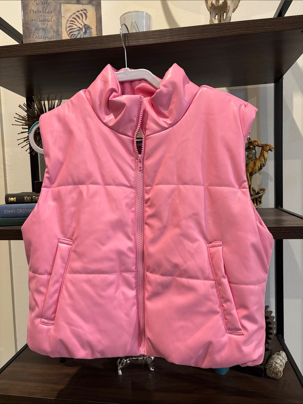 NWT Stoosh Pink Puffer Vest - Sleeveless Jacket Large Barbiecore